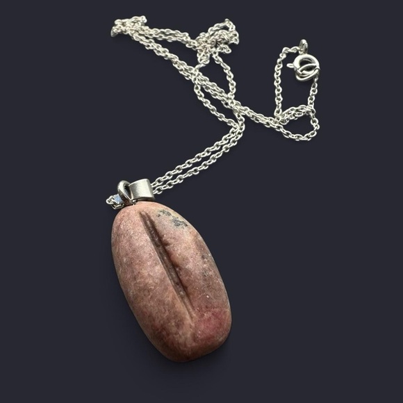 Rhodonite Stone Pendant Sterling Silver Necklace - Picture 5 of 7